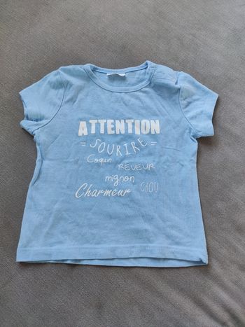 Tee shirt manches courtes bleu  Kiabi 3 mois