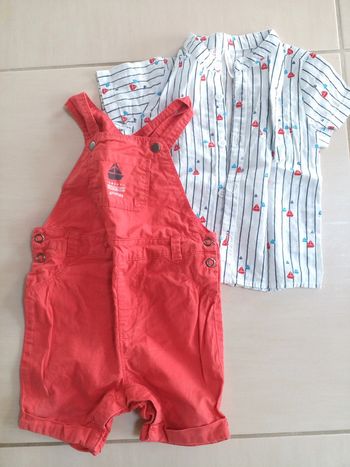 Ensemble salopette short chemisette