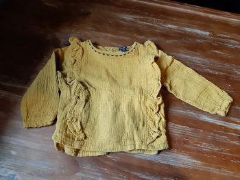 Chemisier moutarde jaune bébé fille frou frou 2 ans lin