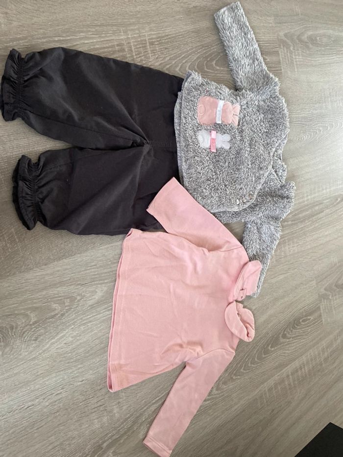 Ensemble chaud hiver bebe fille gilet t shirt pantalon 6 mois