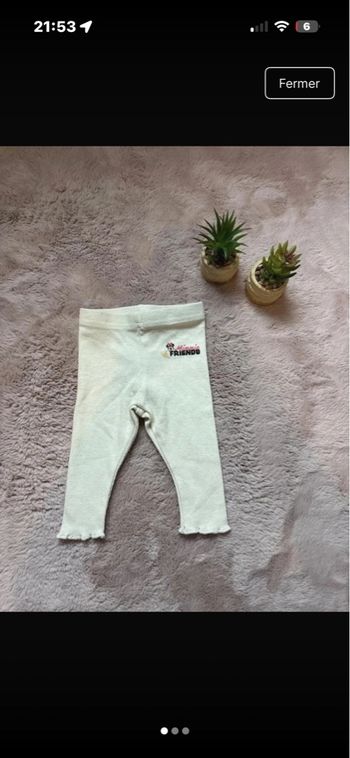 Leggings bébé 0-3 mois 🤍 Minnie Friends – côtelé, confortable