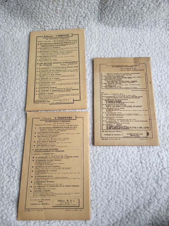 Lot de 3 cahiers de leçon Vintage de 1968 à 1971 - photo numéro 3