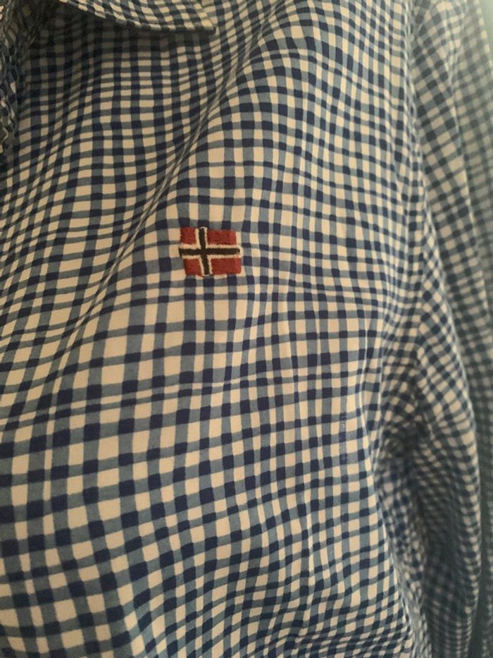 Chemise Napapijri vichy bleu et blanc taille L slim fit - photo numéro 3