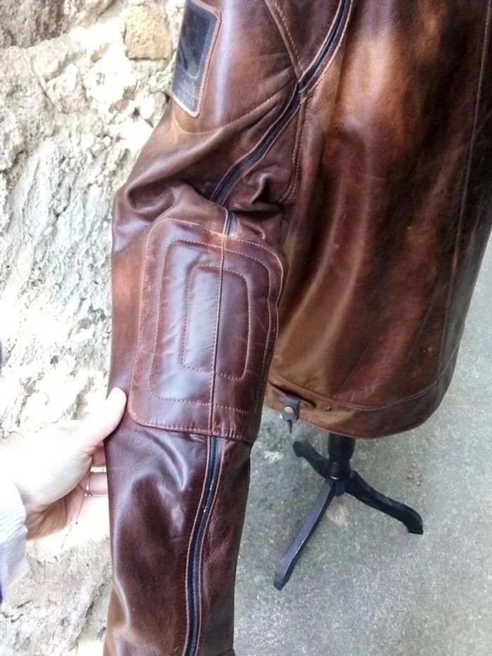 Veste cuir marron Moto homme Helstons XXL - photo numéro 6