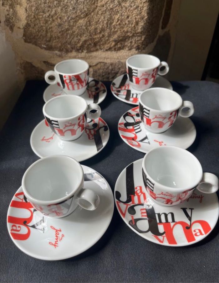 Lot de 6 tasses et 6 sous tasses à café Jamy Vintage