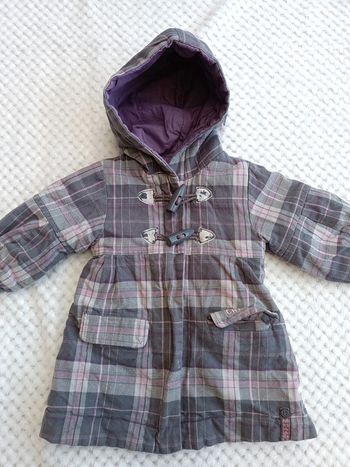 🔸 Manteau Style Écossais Gris & Rose – Creeks 6 Mois 🔸