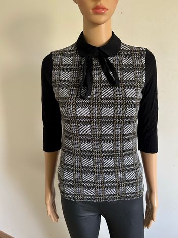 Pull noir et imprimé Morgan taille XS état satisfaisant (avec défaut)