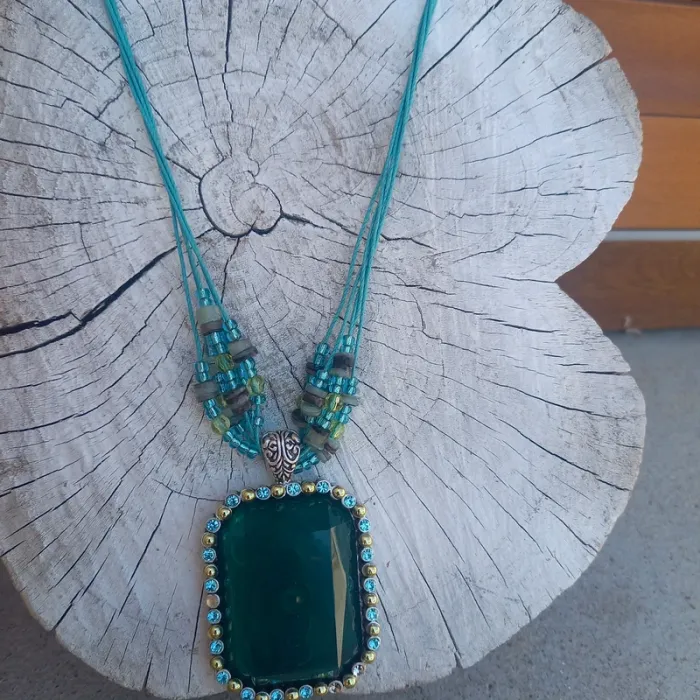 Collier vintage perles verre - photo numéro 3