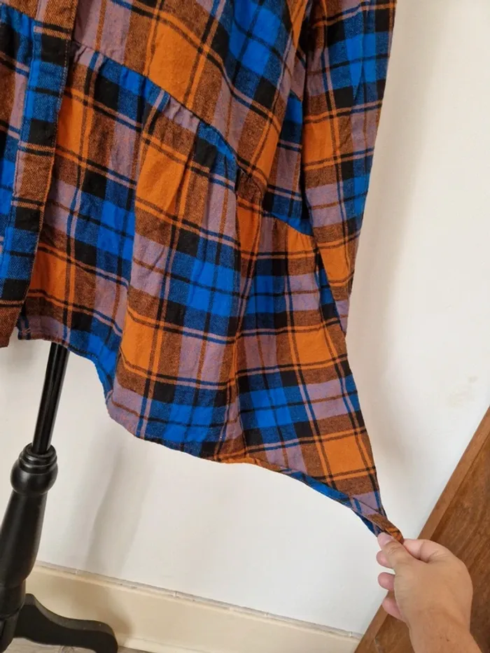 Veste chemise a carreaux bleu orange bon prix taille 52 - photo numéro 2