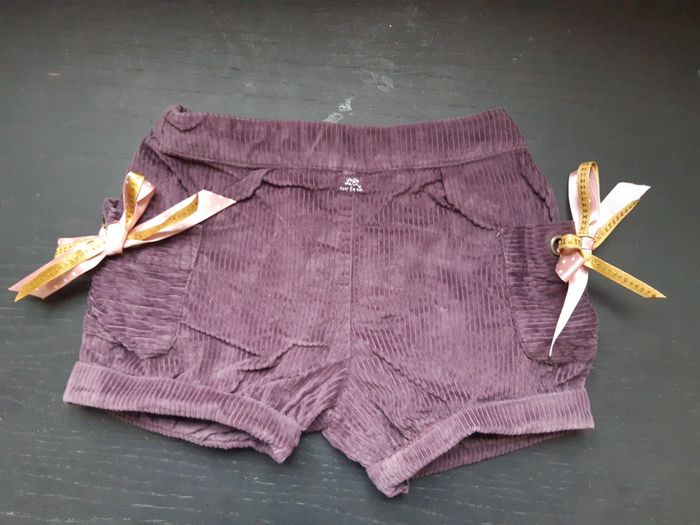 Superbe short velours violet mimi gaufrette 1 - 2 ans