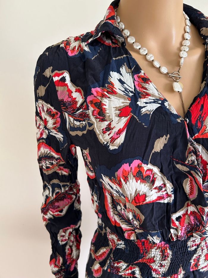 Robe bleue marine et fleurie Morgan taille 36 jamais portée - photo numéro 4