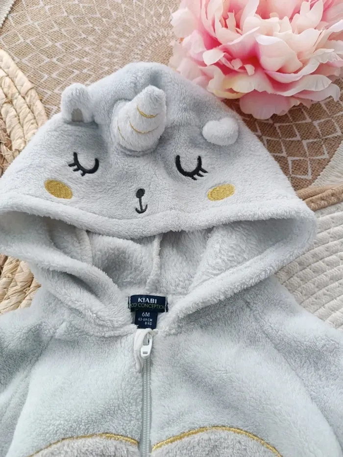Pyjama chaud licorne bébé fille taille 6 mois - photo numéro 2