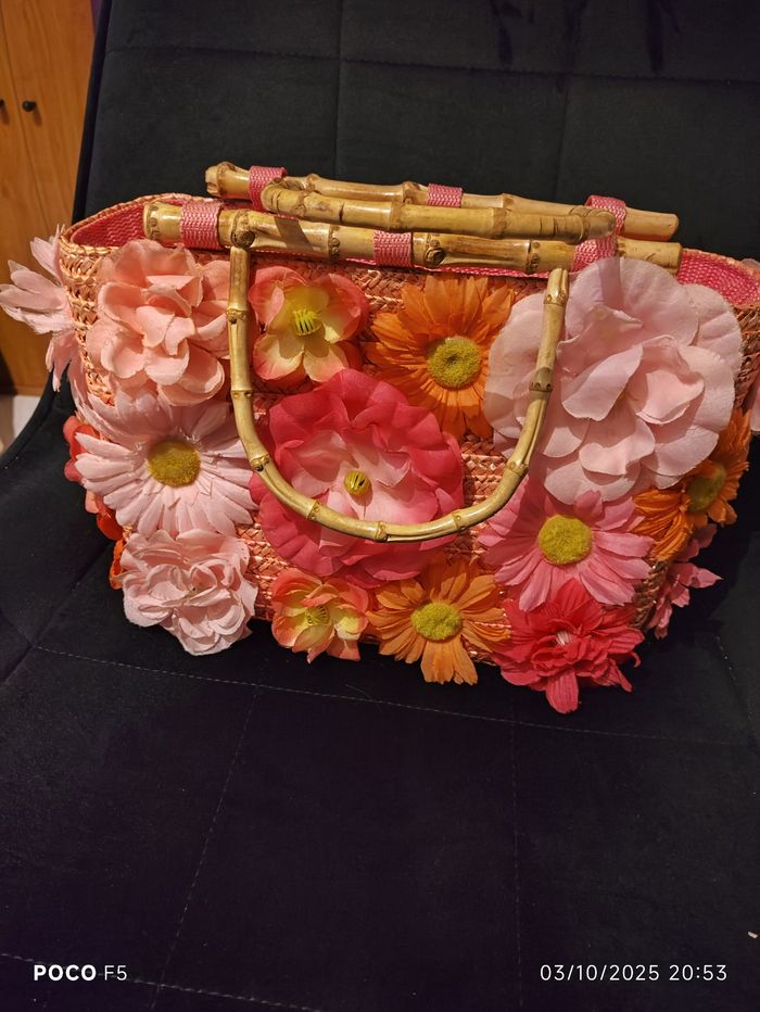 Sac avec anse bambou  et fleur - photo numéro 9