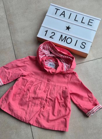 Manteau rose marinière