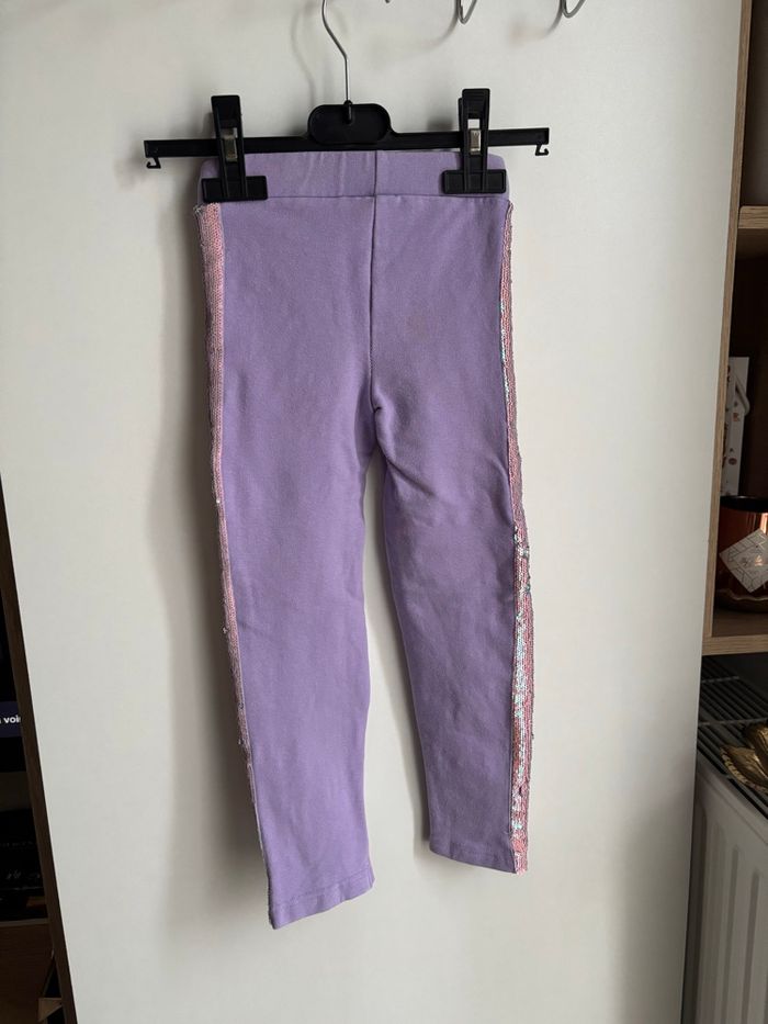 Pantalon legging chaud Elsa la reine des neiges violet à sequin brillant taille 4 ans - photo numéro 5