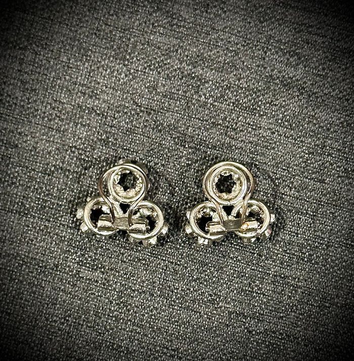 Boucles D’Oreilles Vintage Argenté à Strass Neuves - photo numéro 2