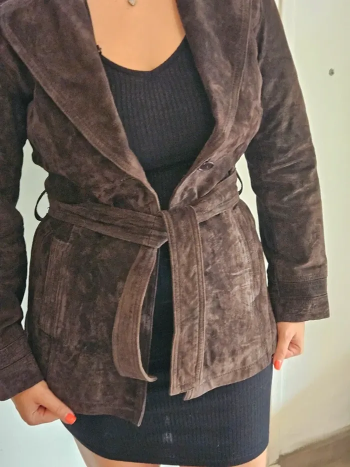 Manteau en cuir marron - photo numéro 8