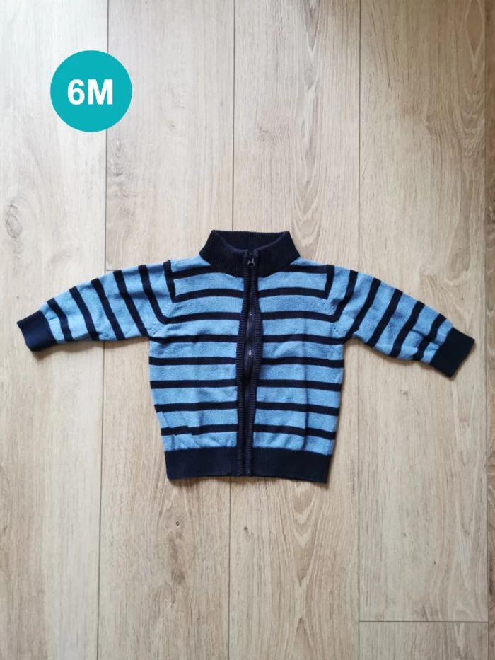 Gilet zip marine et bleu Kimbaloo 6 mois