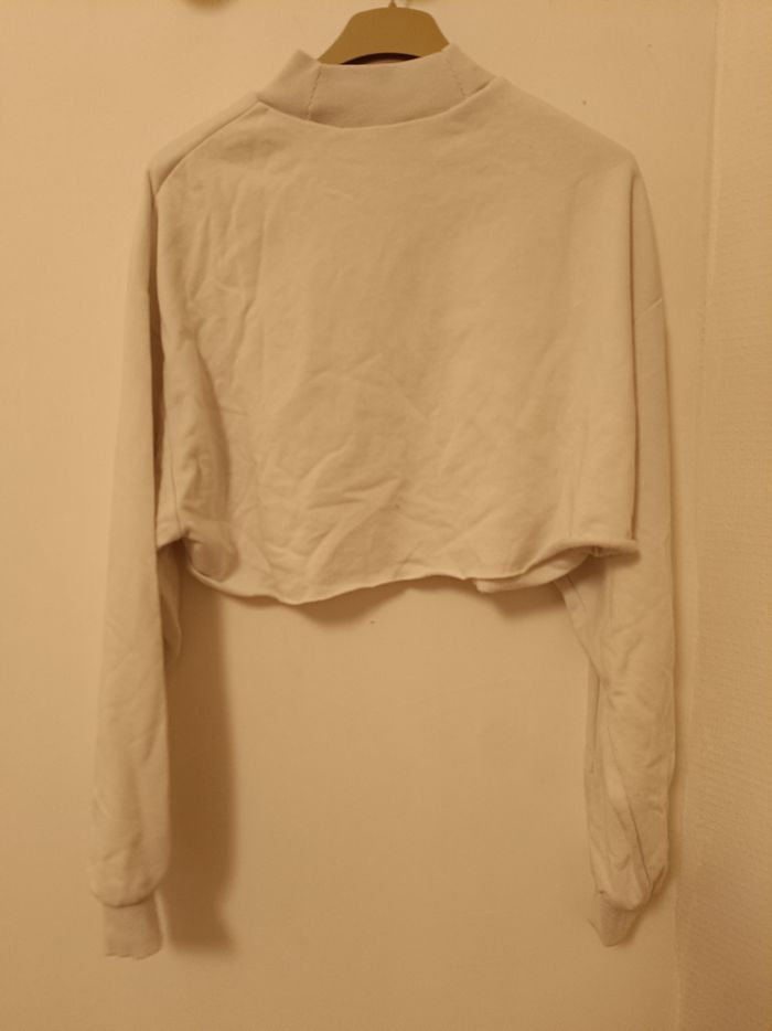 Pull court blanc à motif – Divided (H&M) – Taille S - photo numéro 4