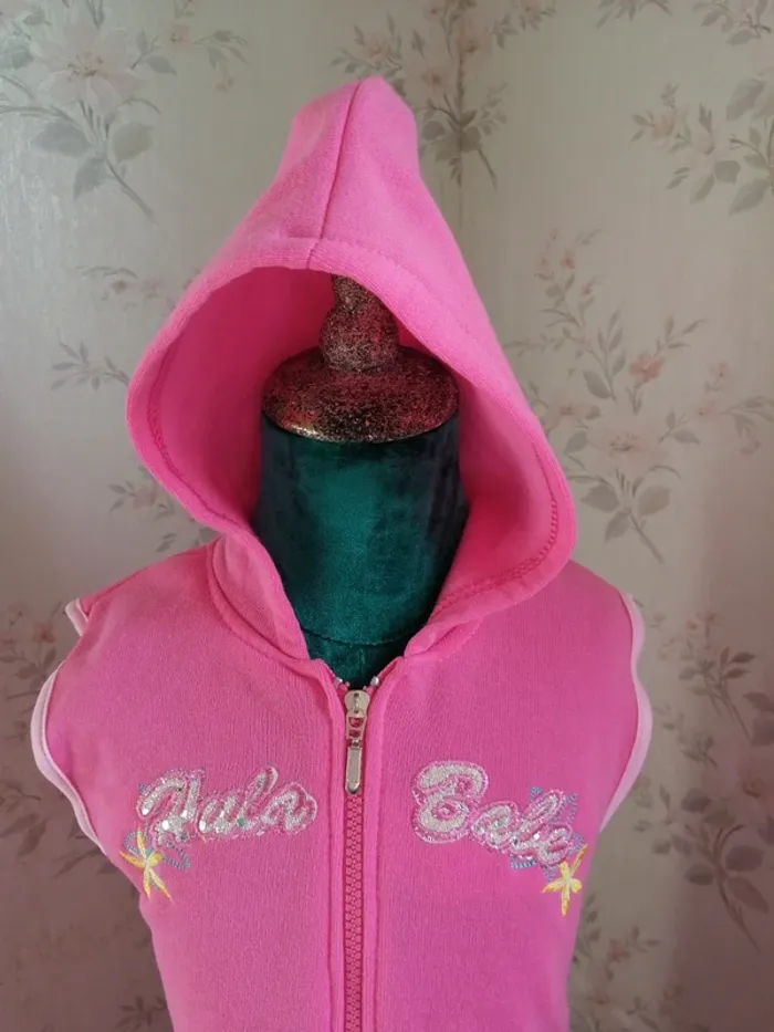 Ensemble de jogging veste manches courtes à capuche et pantalon rose / sans marque / (8ans) - photo numéro 4