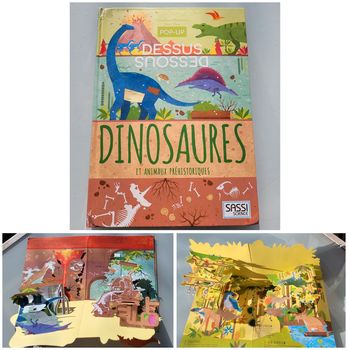 Superbe livre pop-up Dessus/Dessous Dinosaures et animaux préhistoriques (69)