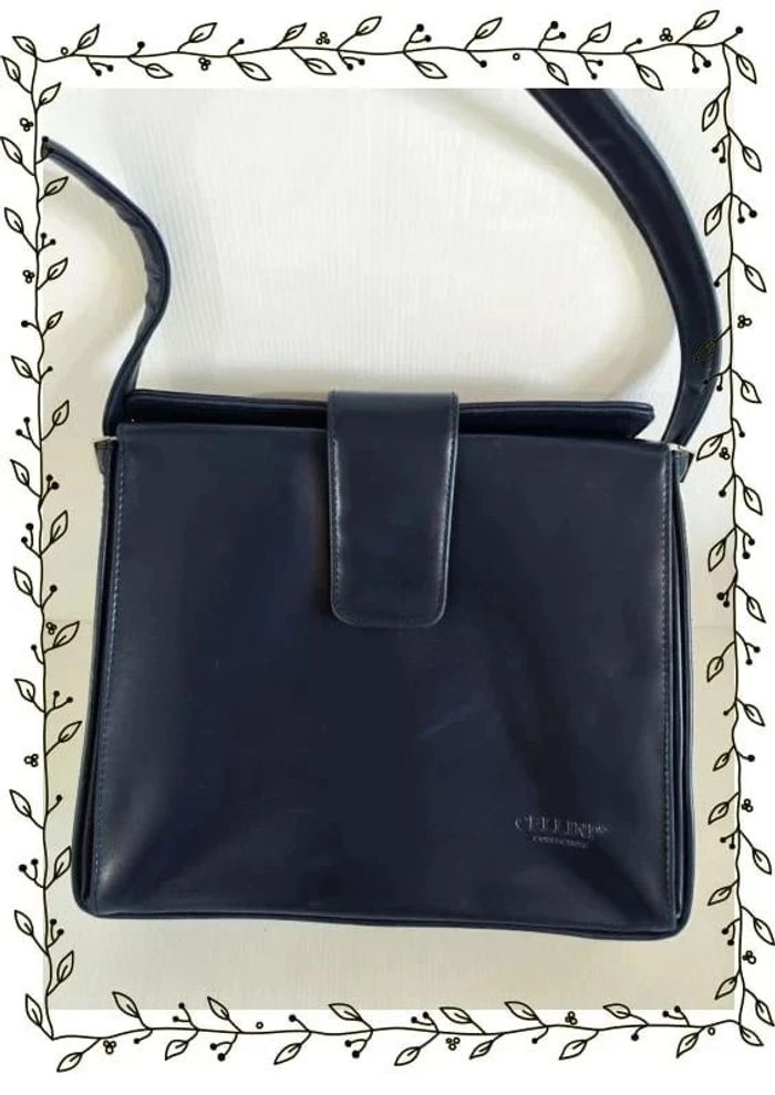 Sac à bandoulière bleu marine Cellini, bon état mais petites traces 26x28cm - photo numéro 4
