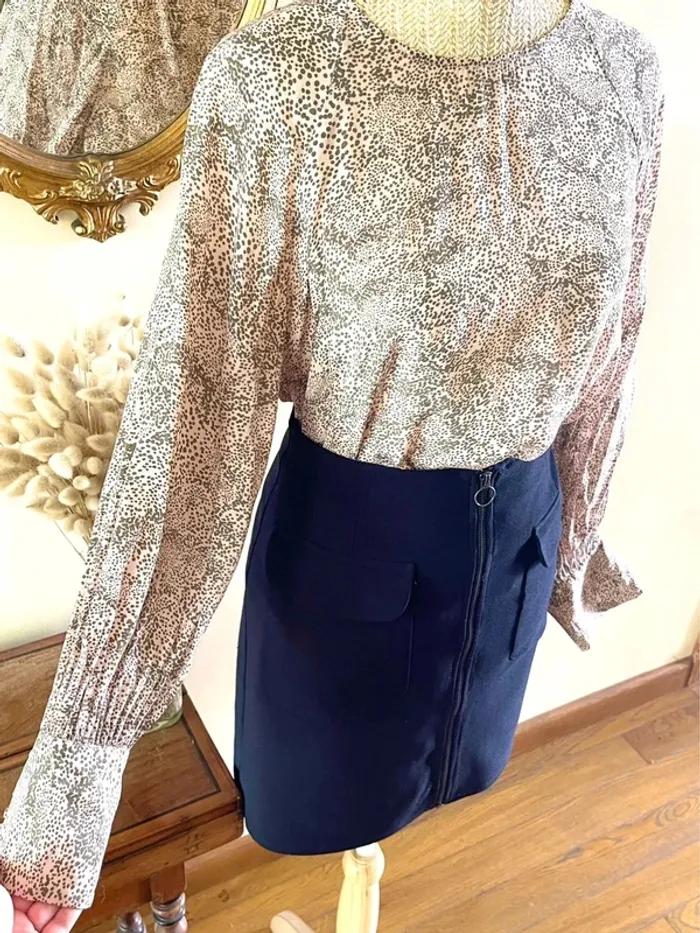 Sublime blouse manche longue fluide mango taille XL rose à motif - photo numéro 14
