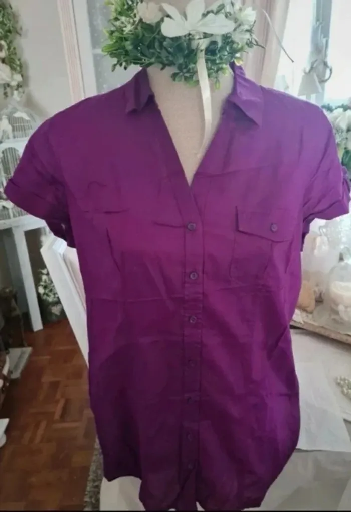Chemise violette Camaïeu Taille 46 (42/44) Neuve - photo numéro 2