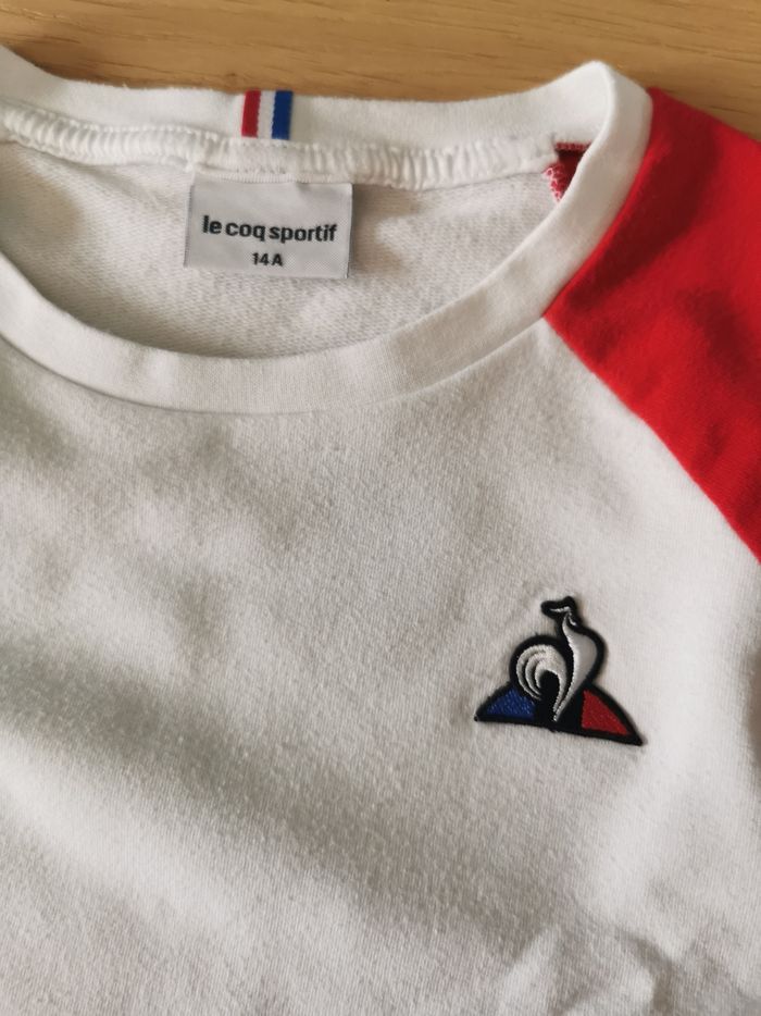 Sweat sans capuche blanc le coq sportif 14 ans en très bon état - photo numéro 4