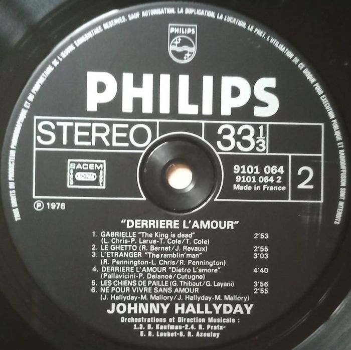 Vinyle Johnny Hallyday "derrière l'amour" vitesse 33 tours format 30 cm - photo numéro 6