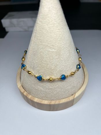 Bracelet en forme de petit cœur bleu  en acier inoxydable 