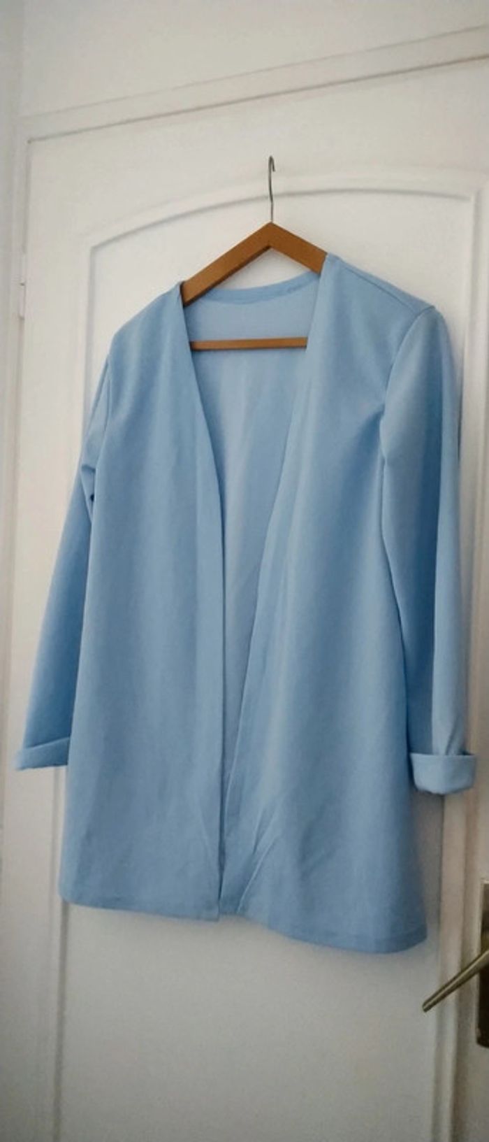 Veste longue bleu ciel femme xs shein - photo numéro 2