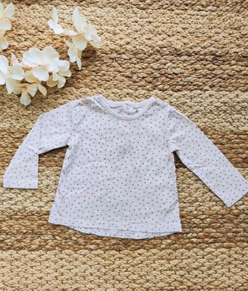 Haut printemps manches longues fille à pois 12 mois