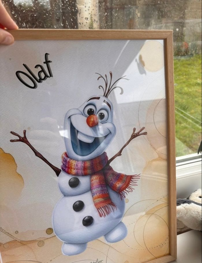 Affiche cadre Olaf de la reine des neiges - format A3 - décoration enfant - photo numéro 3