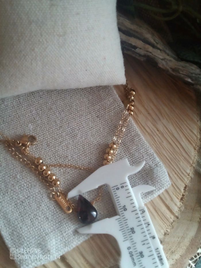 Collier etoilé pendentif pierre de grenat goutte - photo numéro 2