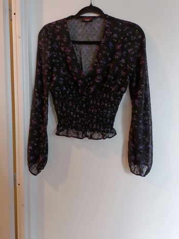 Chemise manche longue voilage croc top florale Jennifer – Taille S