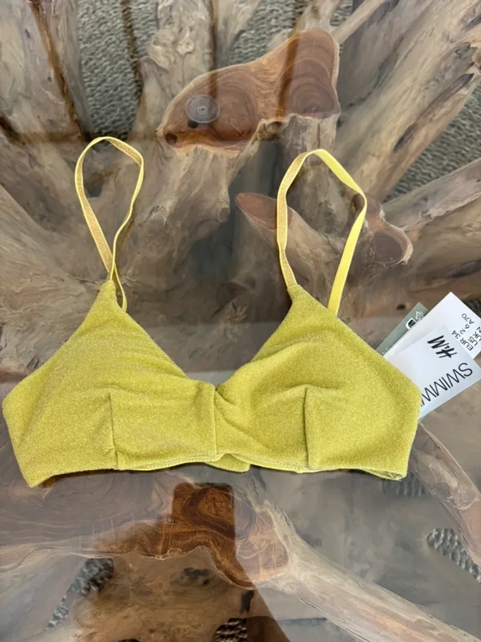 Haut de maillot de bain vert pailleté H&M