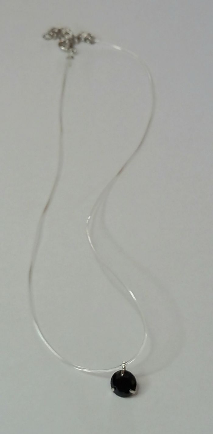 Ras de cou fil transparent strass noir - photo numéro 4