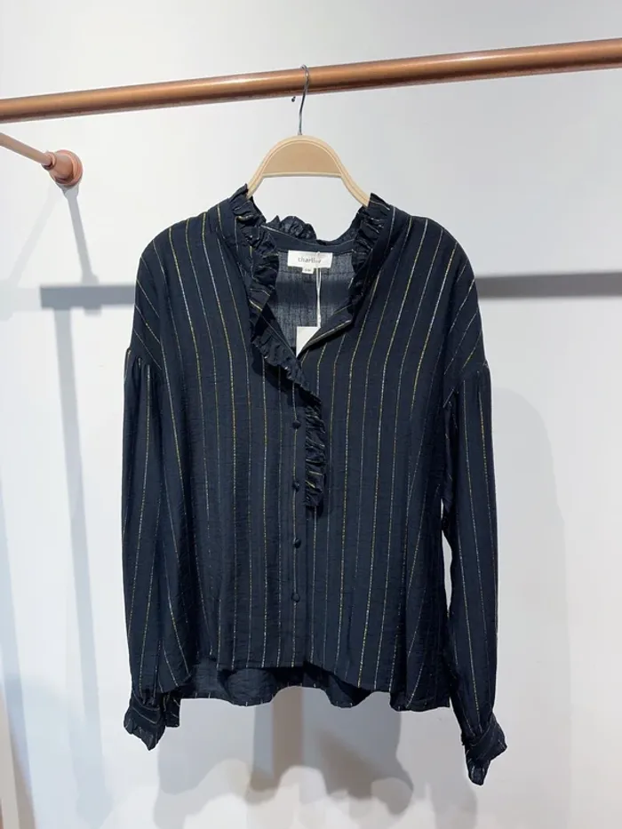 Chemise noire strass doré argenté - photo numéro 2