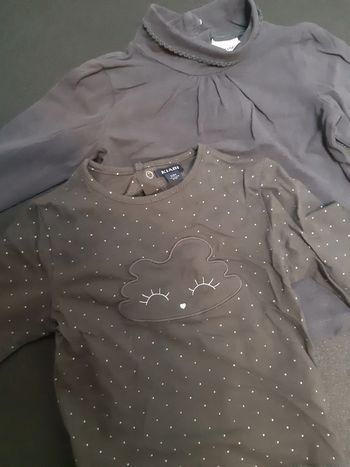 Lot t-shirt nuage pois argent col roulé bébé fille gris 12 mois neuf