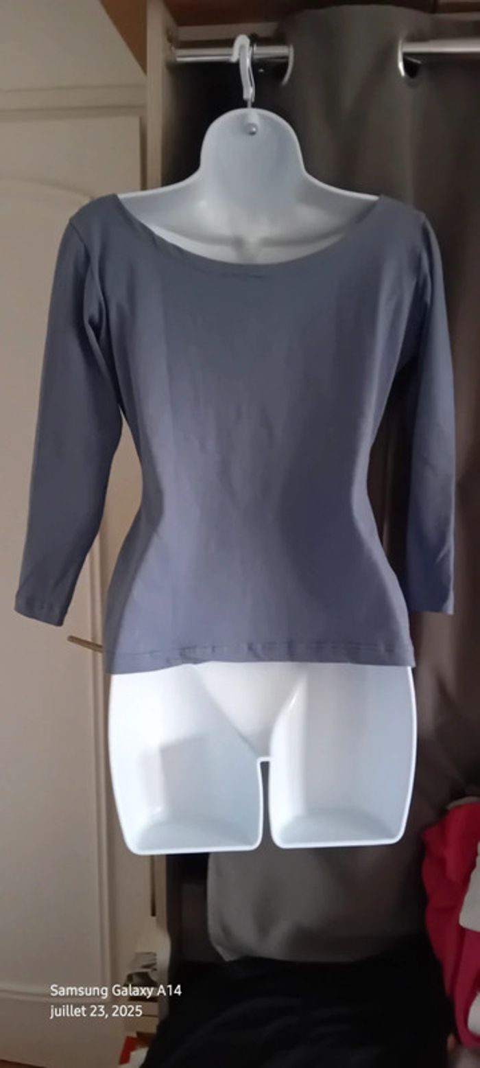 Haut manches longues col rond avec noeud bleu femme M vestino - photo numéro 13