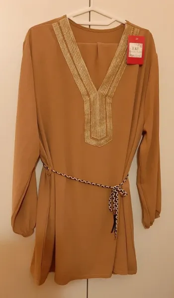 Ensemble tunique et palazzo camel et doré fabriqué en France
