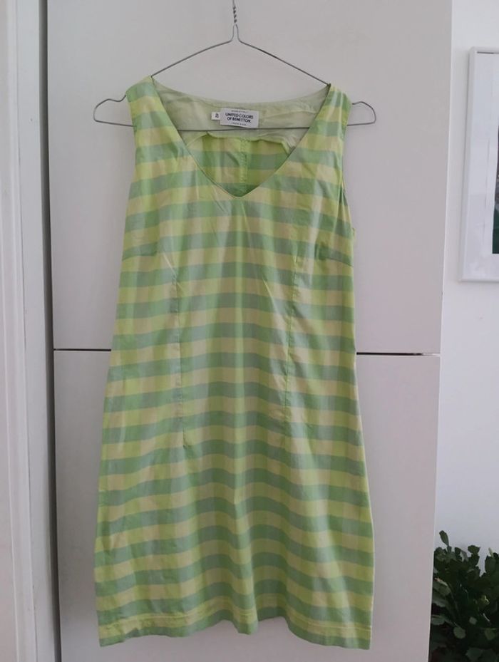Robe vintage Benetton à carreaux verts - photo numéro 4