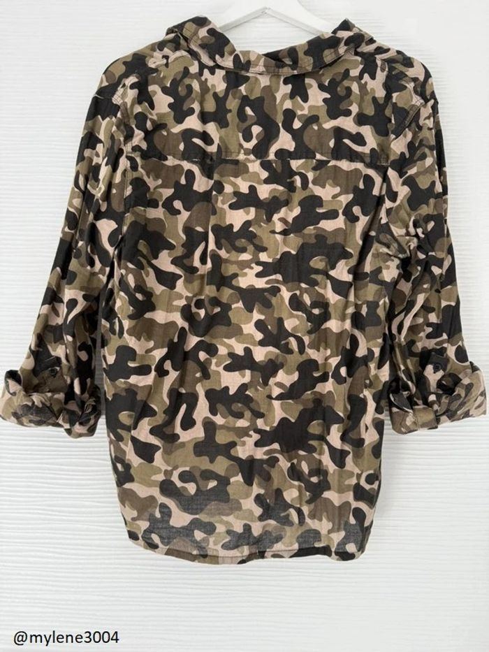Haut chemise militaire camouflage kaki manches 3/4 nouée - photo numéro 6