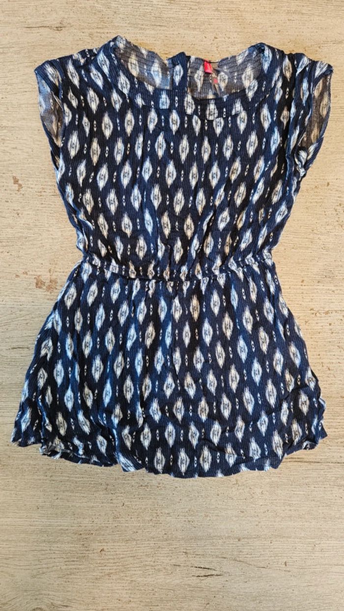 Robe d été sans manche, ceintrée, bleue à motifs blancs, Orchestra, 8 ans - photo numéro 3