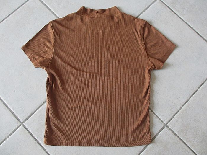 T-shirt manches courtes femme camel - Taille M - photo numéro 3