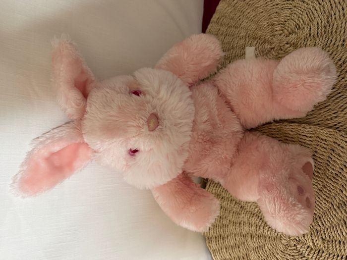 peluche lapin rose yeux rose - photo numéro 3