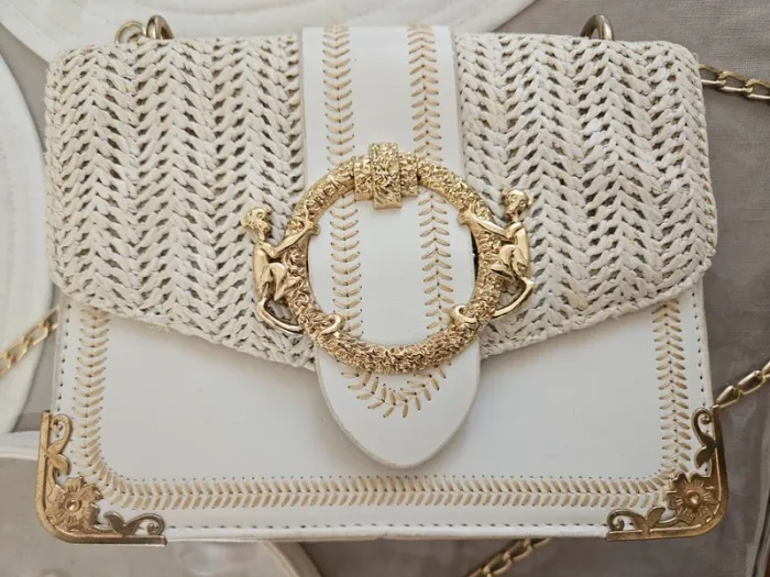 Sac à main chaînette amovible beige et dorée - photo numéro 2