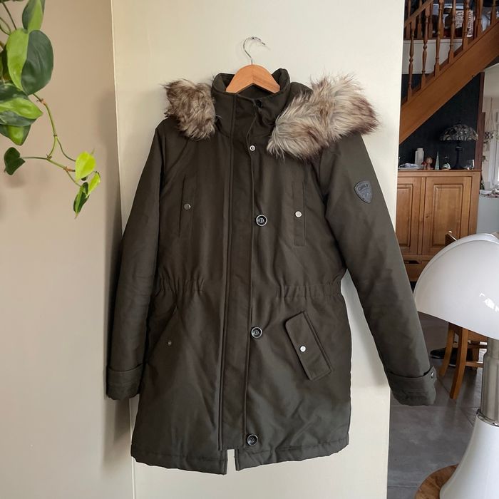 Parka kaki à capuche fausse fourrure Only Taille M doublure matelassée hiver chaud V049