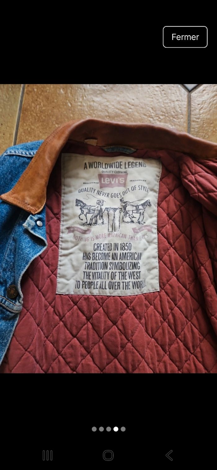 Veste en jean de qualité, col en cuir pour homme Levi's taille XL - photo numéro 4